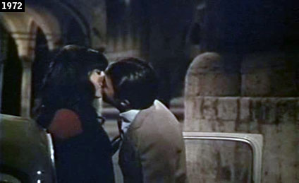 Romantico bacio tra Stefania Sandrelli e Dustin Hoffman in una scena de “Alfredo Alfredo” girata nel centro storico di Ascoli Piceno (www.davinotti.com)